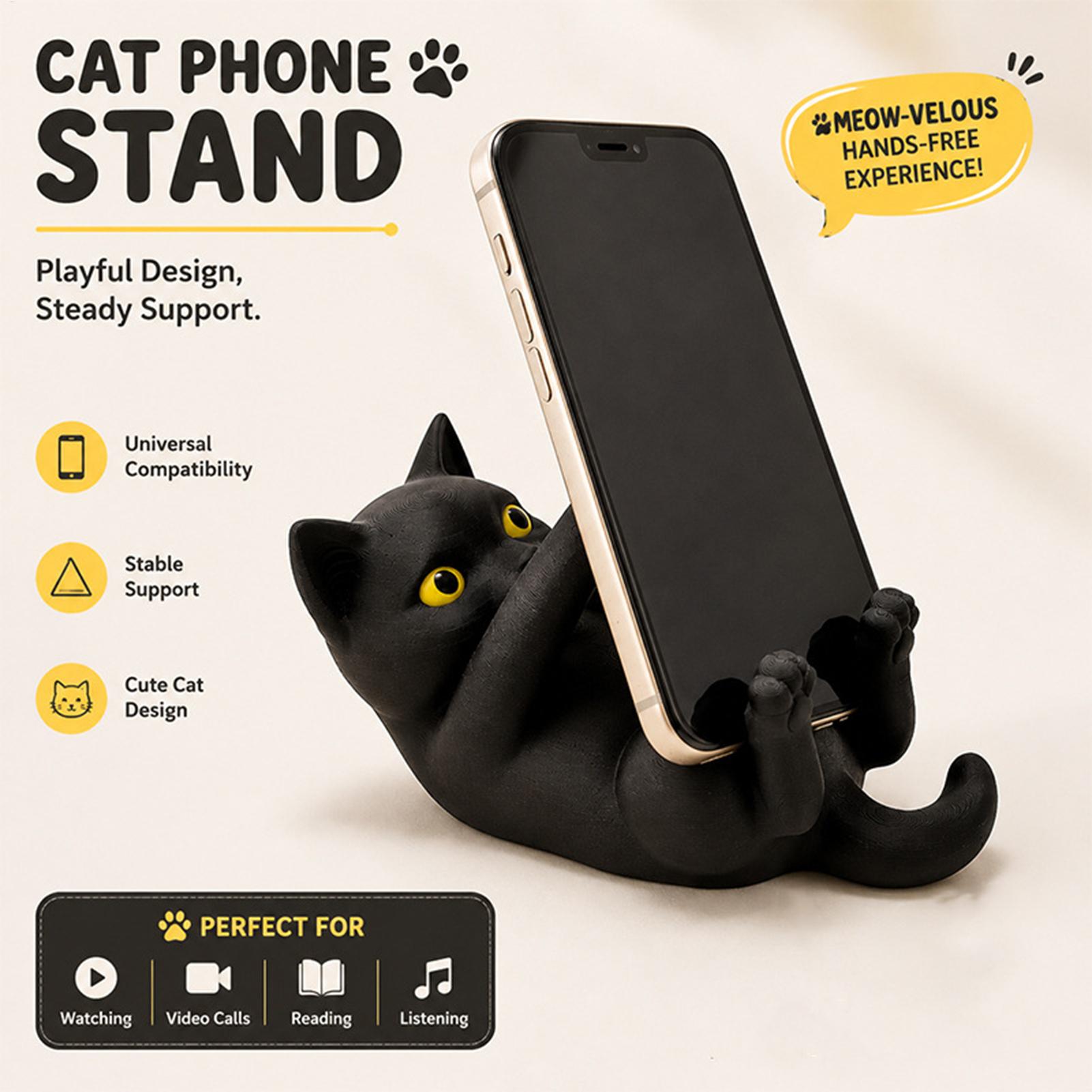 Tablet Accessories 3D Print - ที่วางโทรศัพท์รูปแมว 3D พิมพ์ลาย ของตกแต่งรูปแมว อุปกรณ์ตั้งโต๊ะ ที่ยึดสมาร์ทโฟนและแท็บเล็ต
