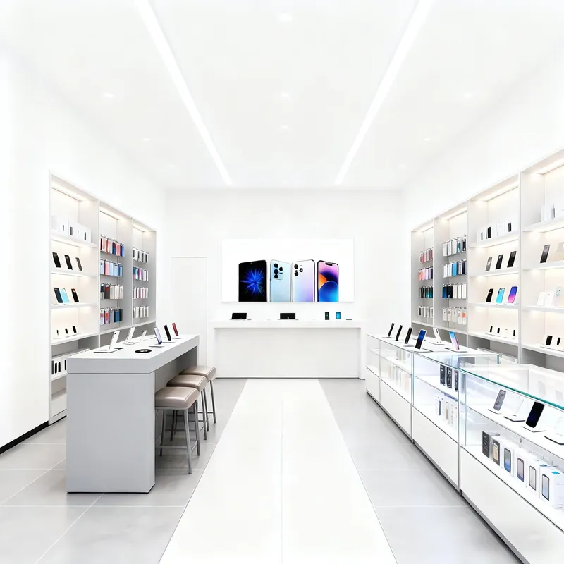 Tablet Accessories Shop - ตู้โชว์อุปกรณ์เสริมโทรศัพท์มือถือและแท็บเล็ต ตู้โชว์แบบเรียบง่ายสำหรับร้านซ่อมโทรศัพท์มือถือ ตู้โชว์โทรศัพท์มือถือพร้อมแผง Slatwall